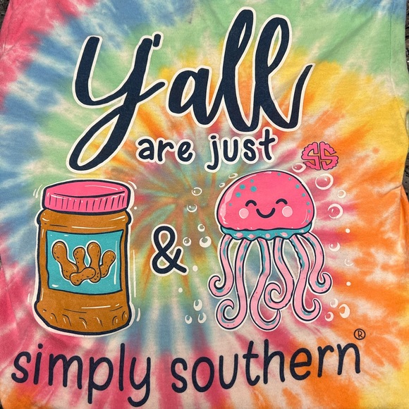 Simply Southern Tye-Dye size Small “Ya’ll are just PB & Jellyfish” long sleeve - Picture 5 of 14